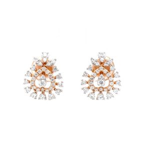 Heart with three prong setting in rose gold diamond stud
