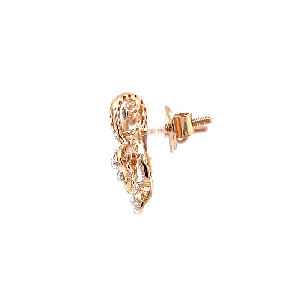 Fancy floral design stud for evening wear in rose gold - Image 4