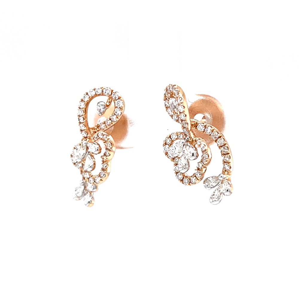 Fancy floral design stud for evening wear in rose gold - Image 3