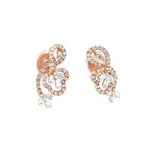 Fancy floral design stud for evening wear in rose gold