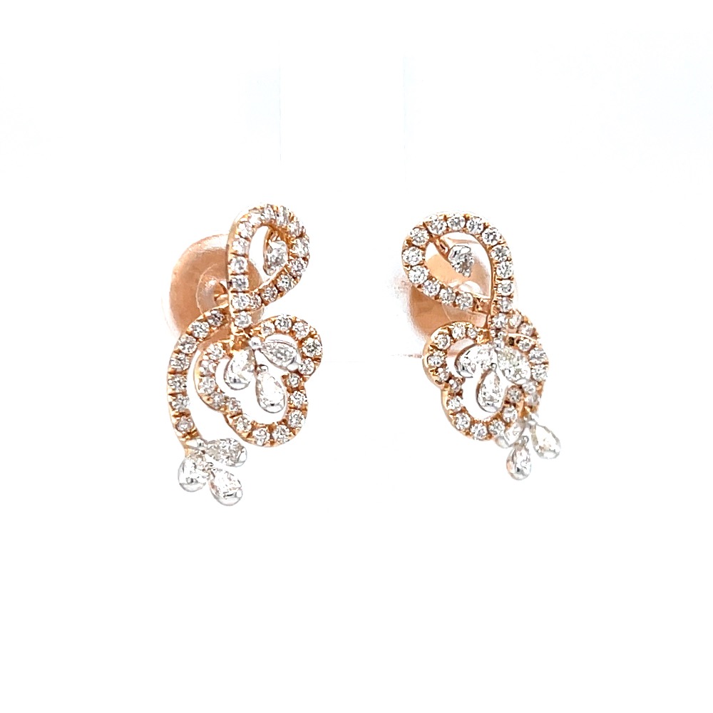 Fancy floral design stud for evening wear in rose gold - Image 2