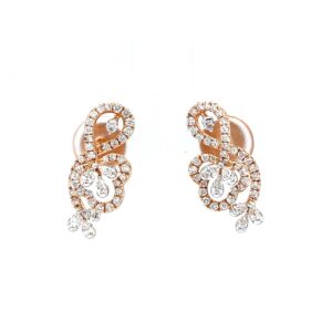 Fancy floral design stud for evening wear in rose gold