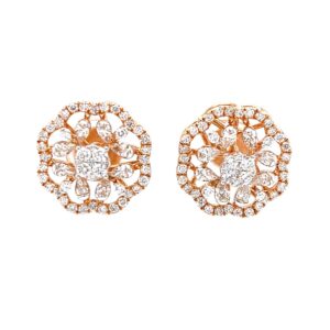 Fancy studs in diamond with pear & round diamonds