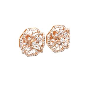 Designer diamond studs in hallmark 18k rose gold 0top194