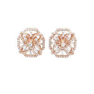 Designer diamond studs in hallmark 18k rose gold 0top194