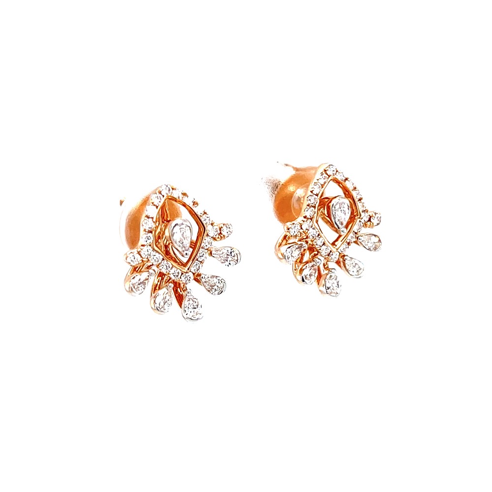 Fancy diamond studs with pear diamonds in rose gold 0top183 - Image 2