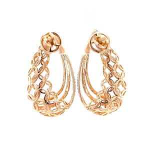 Floral gold cutout with three lines drop earrings 0top174