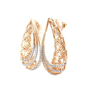 Floral gold cutout with three lines drop earrings 0top174