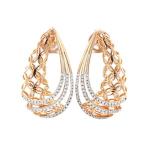 Floral gold cutout with three lines drop earrings 0top174