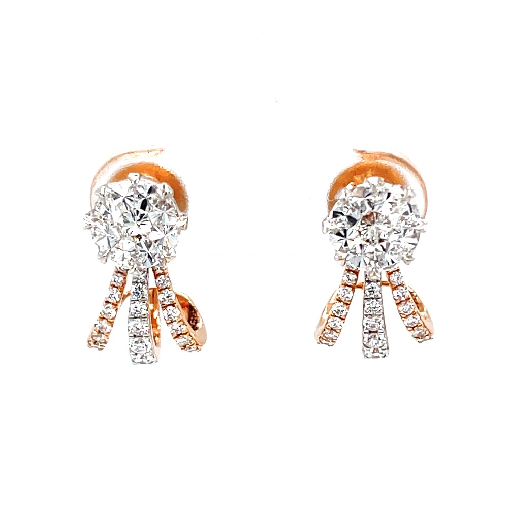 Pie cut pressure set diamonds in hoop with three lines 0top173