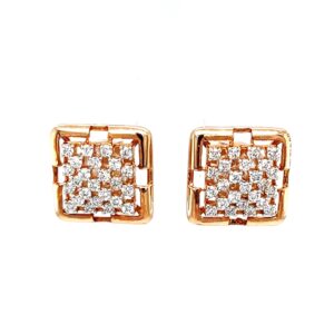 Pyramid dome diamond stud earring in 18k rose gold 0top167