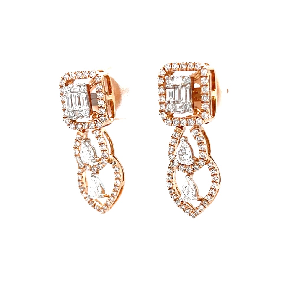 Marvellous diamond drop earrings in 18k hallmark rose gold 0top165 - Image 3