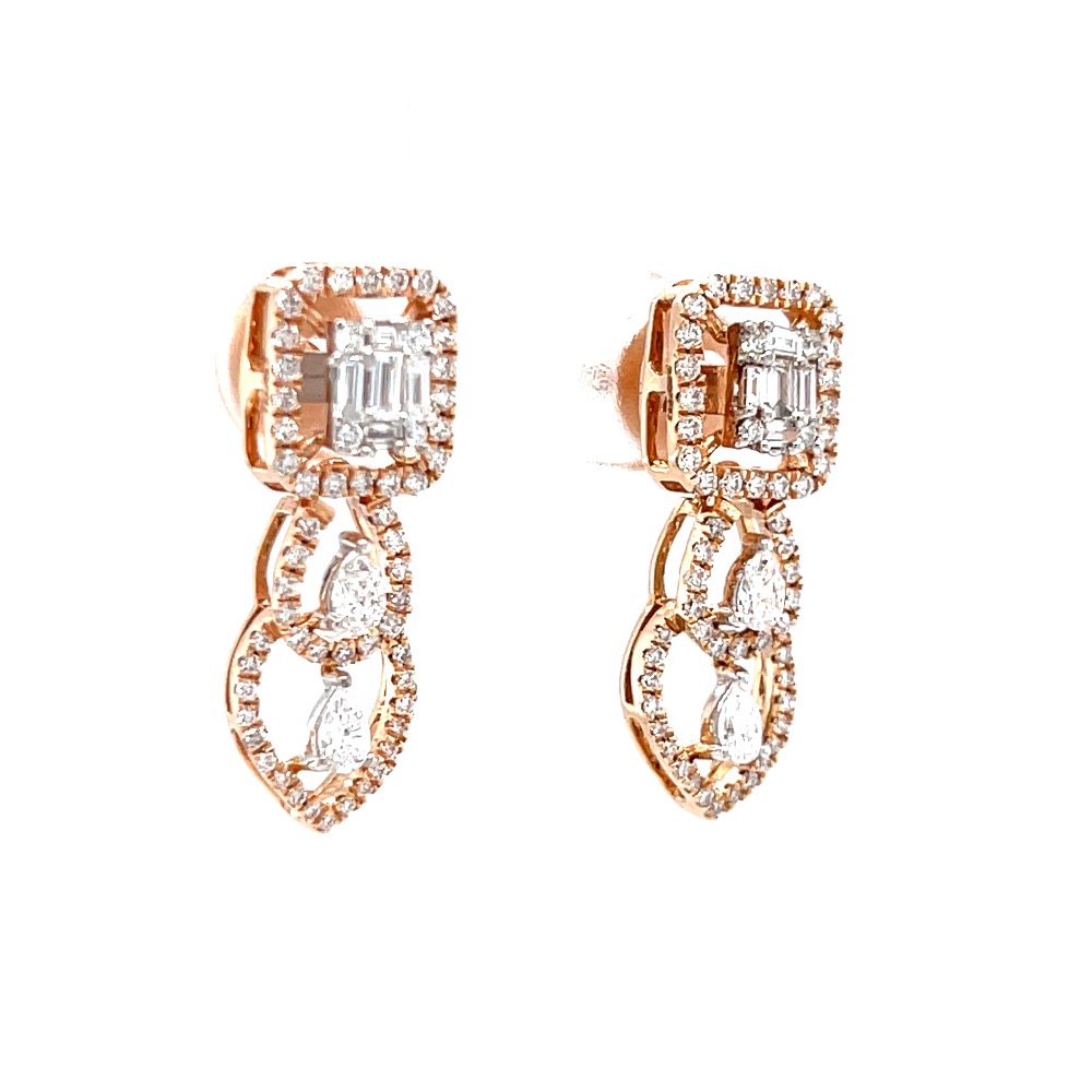 Marvellous diamond drop earrings in 18k hallmark rose gold 0top165 - Image 2