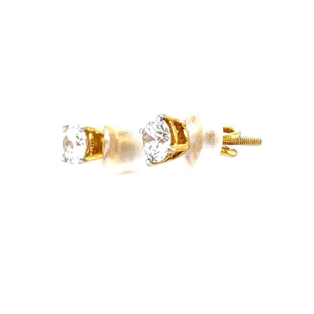 Single diamond studs in four prongs in yellow gold 0top160 - Image 3