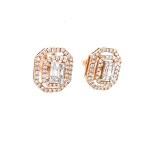 Octagon shaped emerald cut diamond butty with dual line
