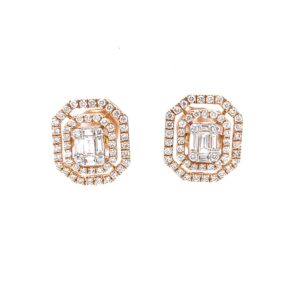 Octagon shaped emerald cut diamond butty with dual line