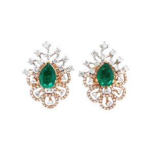 Tear drop shaped diamond tops with green stone 0top110