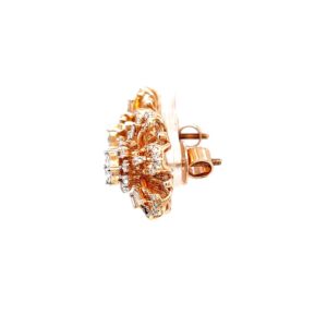 Floral tops with pressure set & baguettes in hallmarked rose gold