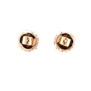 Solitaire studs with halo diamond border in pressure set 0top98