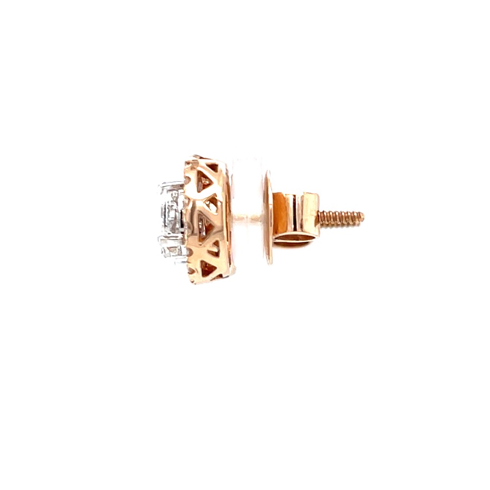 Solitaire studs with halo diamond border in pressure set 0top98 - Image 4