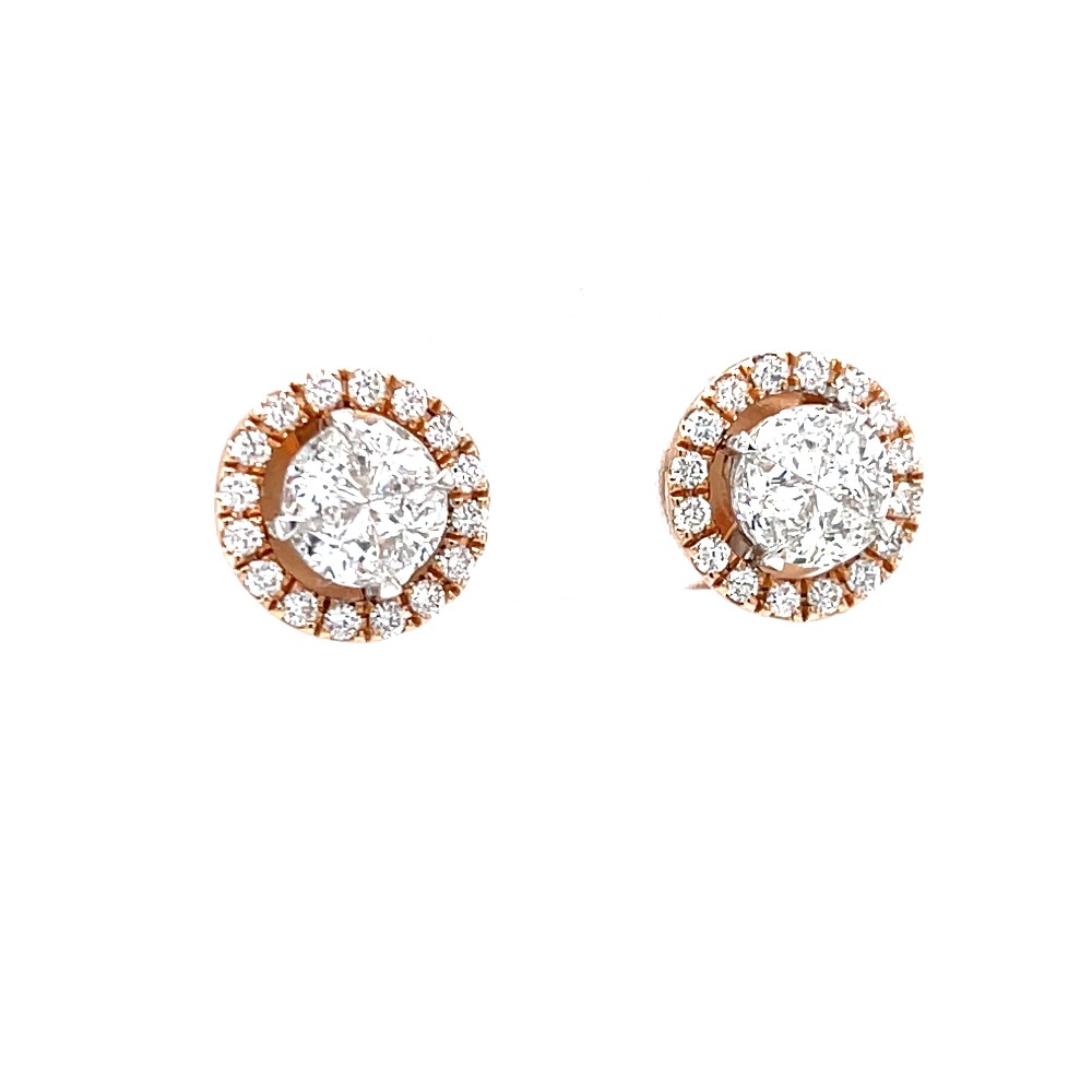 Solitaire studs with halo diamond border in pressure set 0top98 - Image 2