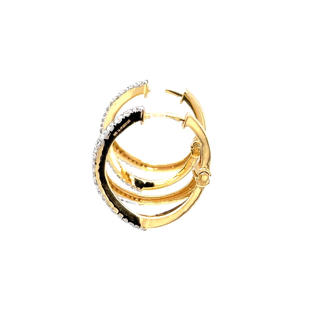 Three lines full bali in diamonds in 18k hallmark yellow gold 0top40 - Image 4