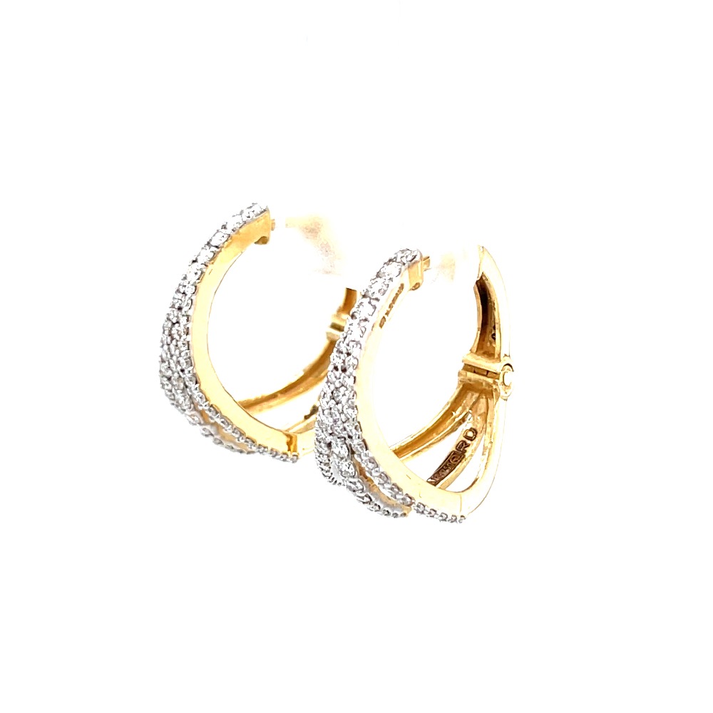 Three lines full bali in diamonds in 18k hallmark yellow gold 0top40 - Image 3