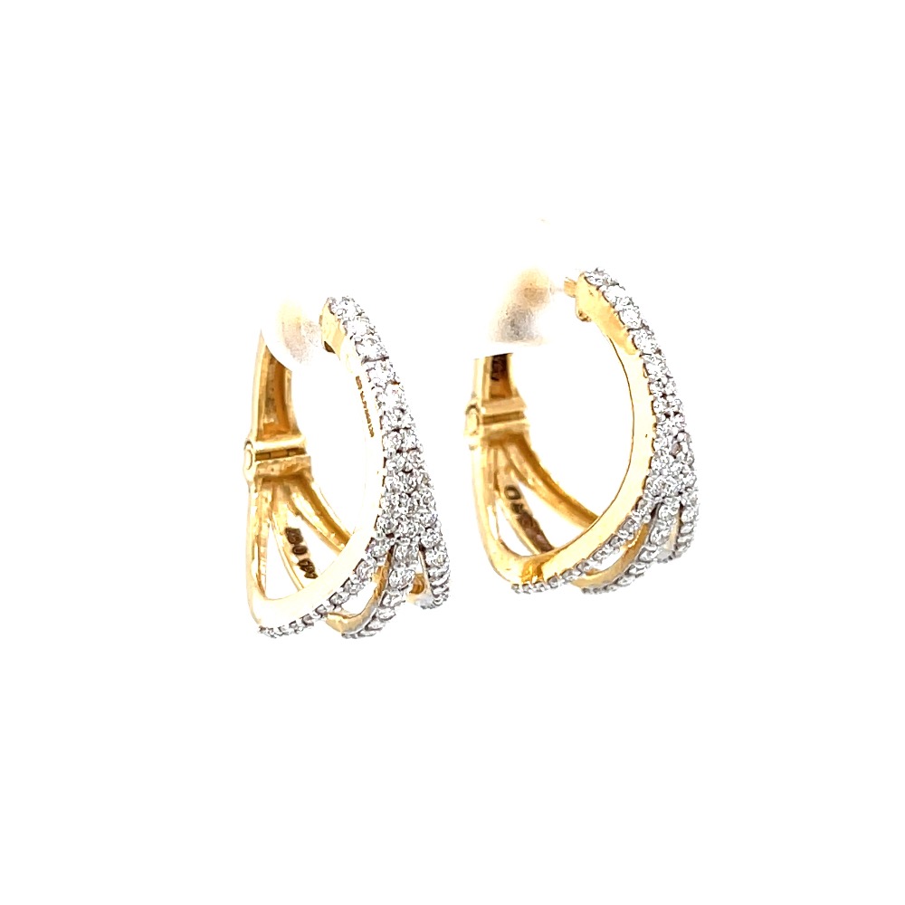 Three lines full bali in diamonds in 18k hallmark yellow gold 0top40 - Image 2