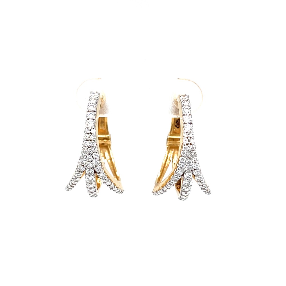 Three lines full  bali in diamonds in 18k hallmark yellow gold 0top40