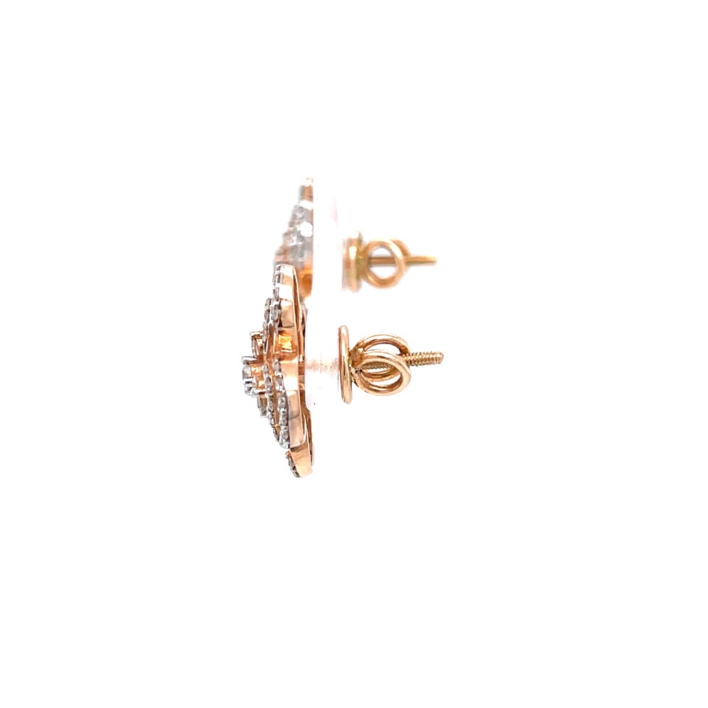 Alyssum Flower Inspired Diamond Earrings in 18k Rose Gold 9TOP113 - Image 4
