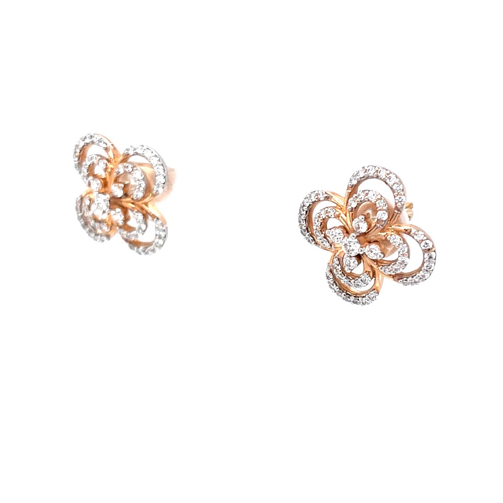 Alyssum Flower Inspired Diamond Earrings in 18k Rose Gold 9TOP113 - Image 3