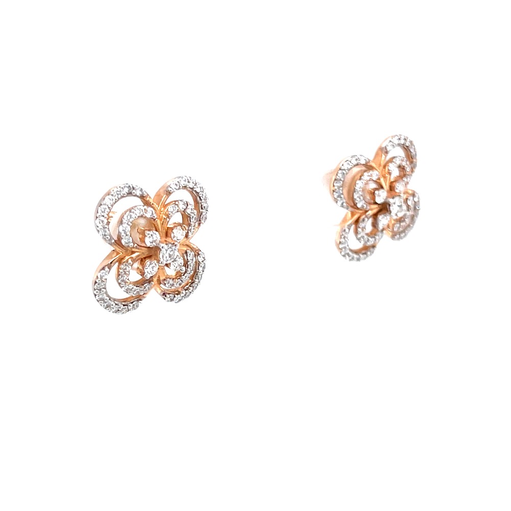 Alyssum Flower Inspired Diamond Earrings in 18k Rose Gold 9TOP113 - Image 2