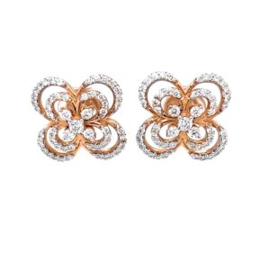 Alyssum Flower Inspired Diamond Earrings in 18k Rose Gold 9TOP113