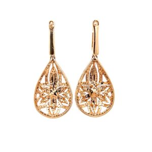 Six petal flower & drop diamond pendant in 18k rose gold 9top61