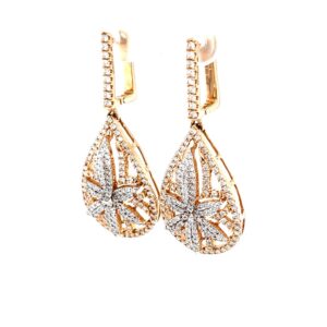 Six petal flower & drop diamond pendant in 18k rose gold 9top61