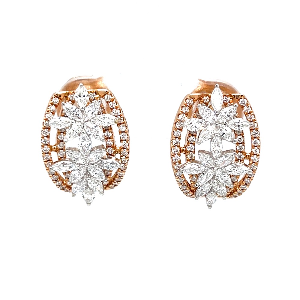 Two flower with four lines half bali in diamonds 9top32