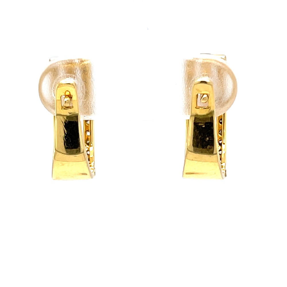 Three lines full ear loops in diamond & 18k hallmark gold 9top62 - Image 5