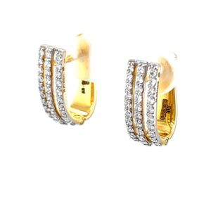 Three lines full ear loops in diamond & 18k hallmark gold 9top62