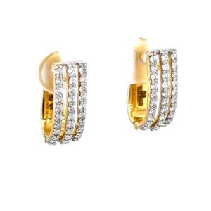 Three lines full ear loops in diamond & 18k hallmark gold 9top62