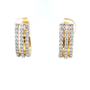 Three lines full ear loops in diamond & 18k hallmark gold 9top62