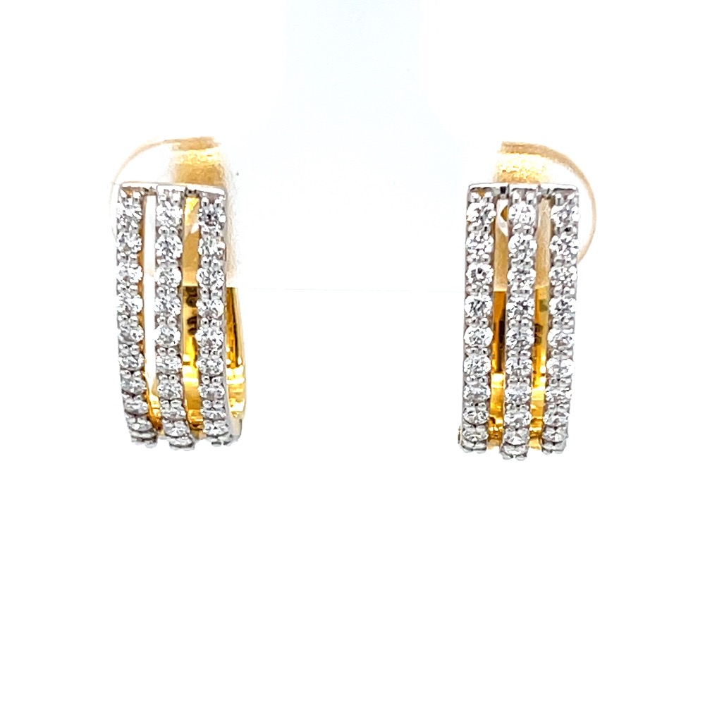 Three lines full ear loops in diamond & 18k hallmark gold 9top62