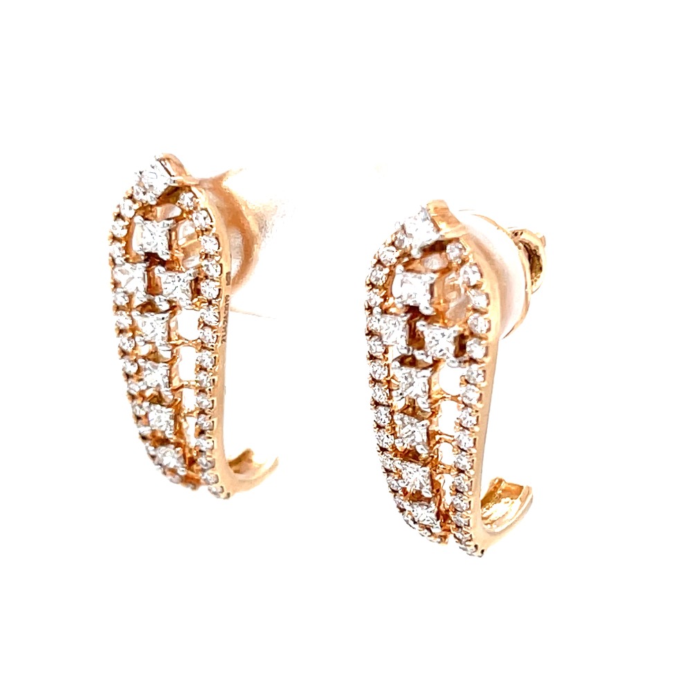 Diamond ear loops with round & princess cut diamonds 9top25 - Image 3