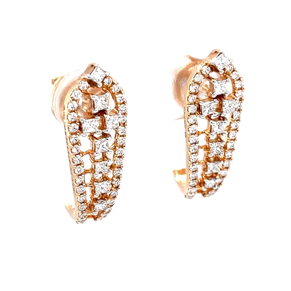 Diamond ear loops with round & princess cut diamonds 9top25 - Image 2