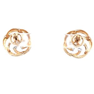 Flower with circular motif diamond tops in hallmarked rose gold