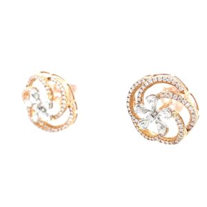 Flower with circular motif diamond tops in hallmarked rose gold