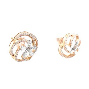 Flower with circular motif diamond tops in hallmarked rose gold