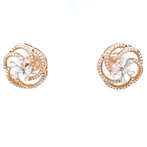 Flower with circular motif diamond tops in hallmarked rose gold