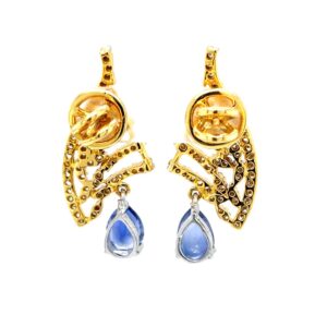 Blue stone diamond earrings in 14k yellow gold 9top94