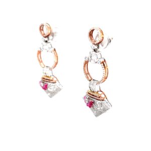 Hermoso diamond chandelier with painted flower in rose gold 8top241