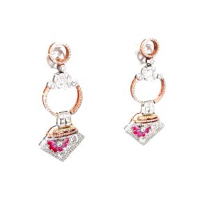 Hermoso diamond chandelier with painted flower in rose gold 8top241